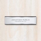 モダンエレガントSilver Customizableテンプレート サインプレート (正面)