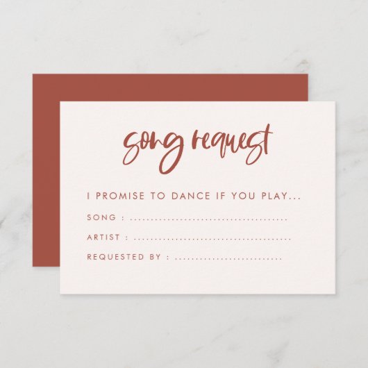 モダンエレガントSNOW PINK結婚's SONG request エンクロージャーカード (正面/裏面)