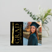 モダンエレガントTassel写真カスタム卒業 箔シーズンポストカード (立ち正面)