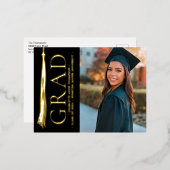 モダンエレガントTassel写真カスタム卒業 箔シーズンポストカード (正面/裏面)