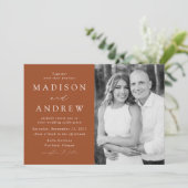 モダンエレガントTerracotta写真結婚の 招待状 (スタンド正面)