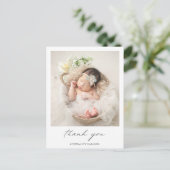 モダンエレガントThank You写真シンプル誕生 案内ポストカード (スタンド正面)