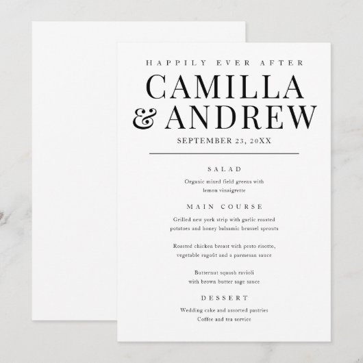 モダンエレガントTypeBlack and結婚 White メニュー (正面/裏面)