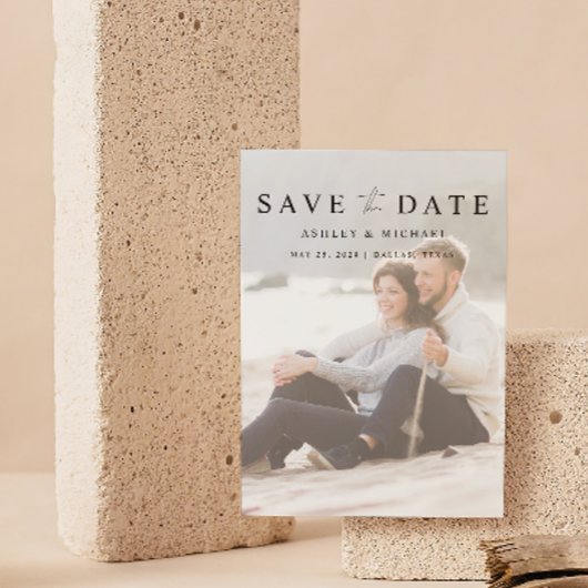 モダンエレガントVellum Overlay 2写真結婚s セーブザデート