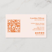 モダンオはっきりしたレミニマルンジQRコードSNS 名刺 (裏面)
