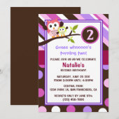 モダンオウルズの誕生日招待状 招待状 (正面/裏面)