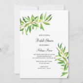 モダンオシンプルリーブ枝ブライダルシャワー 招待状 (正面)