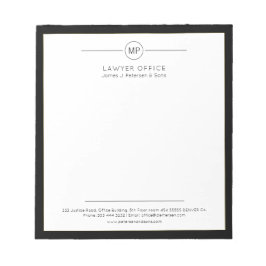 モダンオフィス　ブラック＆ホワイト　モノグラム弁護士 ノートパッド