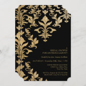モダンオフセットDamaskウェディング招待状フェイク金ゴールド 招待状 (正面/裏面)