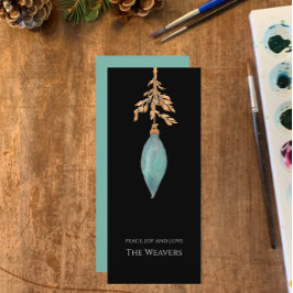 モダンオリジナルウォーター色ターコイズクリスマス シーズンカード