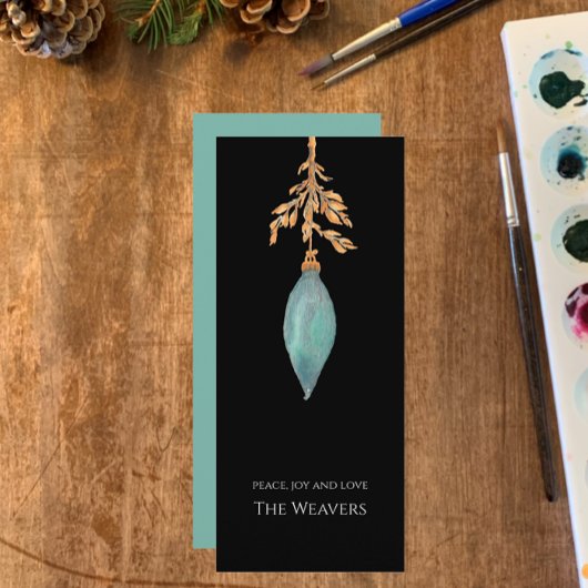 モダンオリジナルウォーター色ターコイズクリスマス シーズンカード