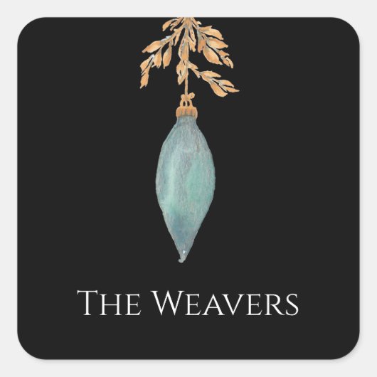 モダンオリジナルウォーター色ターコイズクリスマス スクエアシール (正面)