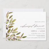 モダンオリーブとグリーンリーフのリハーサルディナー 招待状 (正面)