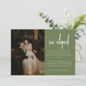 モダンオリーブグリーンフォト結婚式 エロップメント 案内状 (スタンド正面)