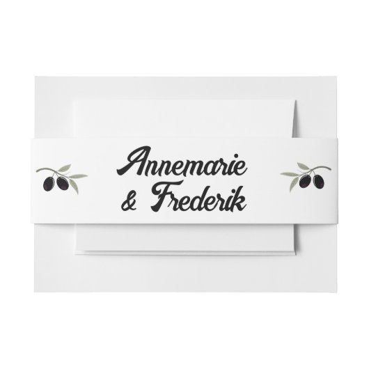 モダンオリーブグ結婚リーン 招待状ベリーバンド (正面例)