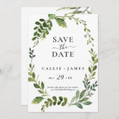 モダンオリーブブランチ・セーブ・ザ・デート 招待状 (正面/裏面)