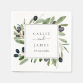 モダンオリーブブ結婚ランチ スタンダードカクテルナプキン (正面)