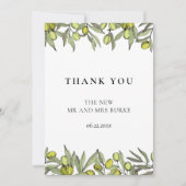 モダンオリーブ結婚枝 サンキューカード (正面)