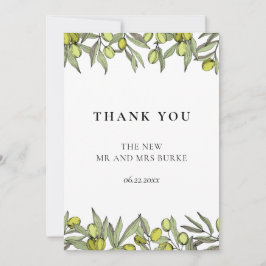 モダンオリーブ結婚枝 サンキューカード