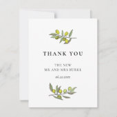 モダンオリーブ結婚枝 サンキューカード (正面)