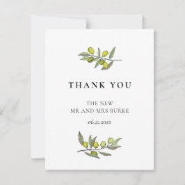 モダンオリーブ結婚枝 サンキューカード