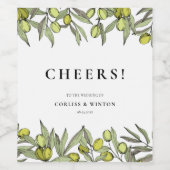 モダンオリーブ結婚枝 ワインラベル (シングルラベル)