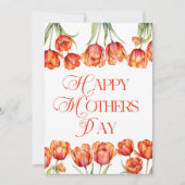 モダンオレンジのチューリップの花の幸せな母の日 招待状 (正面)