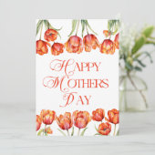 モダンオレンジのチューリップの花の幸せな母の日 招待状 (スタンド正面)