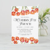 モダンオレンジのチューリップの花の母の日ブランチ 招待状 (スタンド正面)