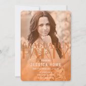 モダンオレンジの卒業パーティー写真 招待状 (正面)