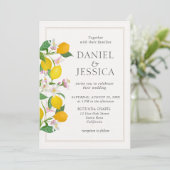 モダンオレンジの柑橘類の花の結婚水色 招待状 (スタンド正面)