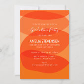 モダンオレンジアブストラクトシェイプ卒業パーティー 招待状 (正面)