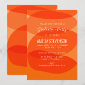 モダンオレンジアブストラクトシェイプ卒業パーティー 招待状 (正面/裏面)