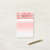 モダンオレンジコーラルウォーターストライプカラーパーソナライズされた ポストイット (デスク上)