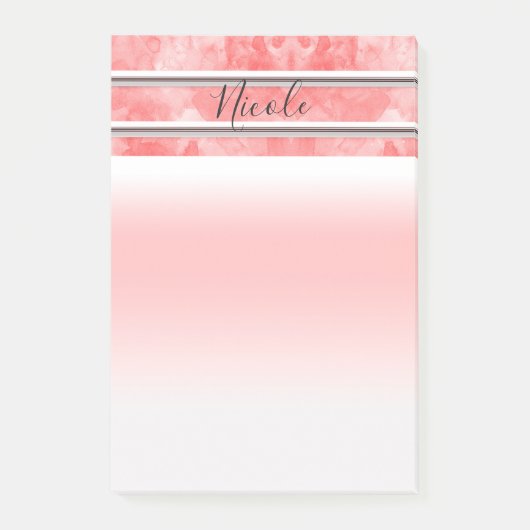 モダンオレンジコーラルウォーターストライプカラーパーソナライズされた ポストイット (正面)