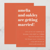 モダンオレンジサンセットタイポグラフィーウェディングウェブサイト 招待状 (正面/裏面)