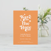 モダンオレンジタイポグラフィー写真Save The Date 案内状 (スタンド正面)