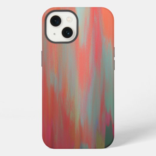モダンオレンジピンク緑抽象芸術 iPhoneケース (裏面)