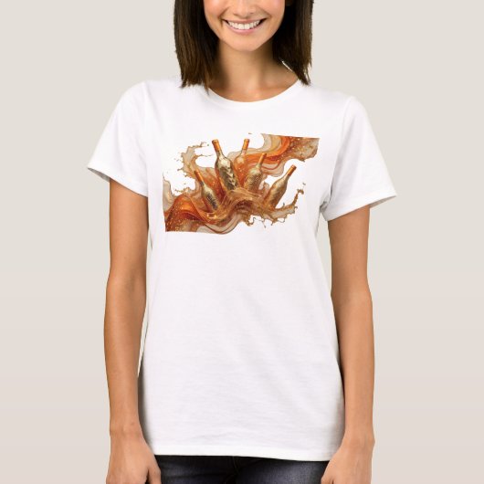 モダンオレンジ抽象芸術アートプリント Tシャツ (正面)