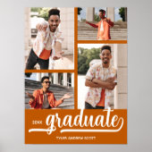 モダンオレンジ焦げ卒業写真4枚 ポスター (正面)