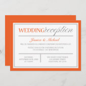 モダンオレンジ＆グレーの結婚式の披露宴招待状 招待状 (正面/裏面)