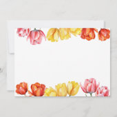 モダンオレンジ ピンクのチューリップ フラワーブライダルシャワー サンキューカード (裏面)