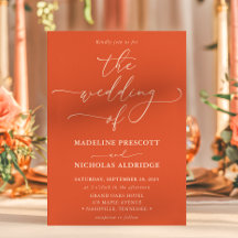 モダンオレンジ ヴェローナサンセット カリグラフィー ウェディング