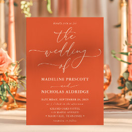 モダンオレンジ ヴェローナサンセット カリグラフィー ウェディング 招待状