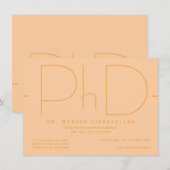 モダンオレンジPhD卒業パーティー 招待状 (正面/裏面)