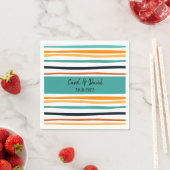 モダンオレンストライプのジホワ結婚イト スタンダードカクテルナプキン (インサイチュ)