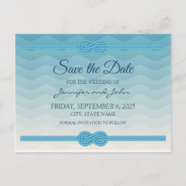 モダンオンブレ ブルーウェーブ ウェディング セーブ・ザ・デート 案内ポストカード