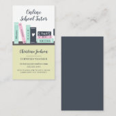 モダンオンライン学校の教師、かわいい本のイラストレーション 名刺 (正面/裏面)