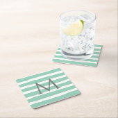 モダンオーガニックストライプスタイル結婚の スクエアペーパーコースター (インサイチュ)