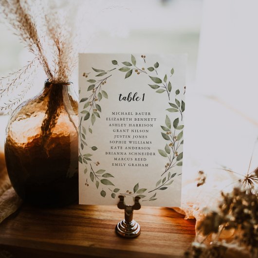 モダンオーガニックミニマル緑のテーブル席カード テーブルナンバー